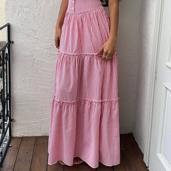 Red And White Casual Women's Elegant Flowy Dress - Picture 8 of 8